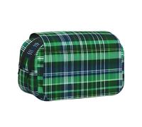 axzttupy Blue and Green Scottish Tartan Print Stylish Pencil Bag Travel Office Supplies Practical Makeup Stationery Organizer