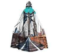 axzttupy Brooklyn Bridge Print Unisex Halloween Hooded Cloak Full Length For Medieval Renaissance Cosplay Costumes