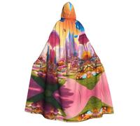 axzttupy Candy Land Print Adult Hooded Cloak Halloween Christmas Carnival Parties Medieval Theme Costume