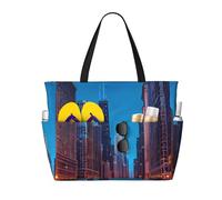 axzttupy Chicago Night Print Large Capacity Beach Travel Bag Lightweight Tote Vacation Picnic Outdoor Activities