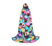 axzttupy Colorful Sweet Lollipop Cupcake Donut Print Hooded Cloak Cape For Carnival Halloween And Themed Parties Comfortable Cloak