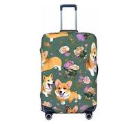 axzttupy Corgi Floral Flowers Print Large Suitcase Cover Fit Almost Any Luggage Personalized Travel Luggage Protector
