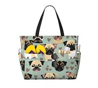 axzttupy Cute Chihuahua Pug Pattern Print Large Capacity Beach Travel Bag Lightweight Tote Vacation Picnic Outdoor Activities