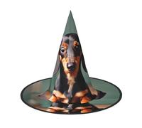 axzttupy Cute Dachshund Duggee Print Halloween Witch Hat Unisex Carnival Costume Accessory Parties Cosplay And Festive