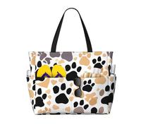 axzttupy Cute Dog Paw Prints Print Large Capacity Beach Travel Bag Lightweight Tote Vacation Picnic Outdoor Activities