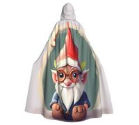 axzttupy Cute Gnome Print Unisex Halloween Hooded Cloak Full Length For Medieval Renaissance Cosplay Costumes