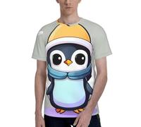 axzttupy Cute Penguin Print Print Men Short Sleeve T-Shirt Stylish Crew Neck Office Athletic Occasion Everyday Wear Black