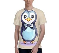 axzttupy Cute Penguin Prints Print Men Short Sleeve T-Shirt Stylish Crew Neck Office Athletic Occasion Everyday Wear Black