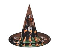 axzttupy Dachshund Weiner Dog Print Halloween Witch Hat Unisex Carnival Costume Accessory Parties Cosplay And Festive