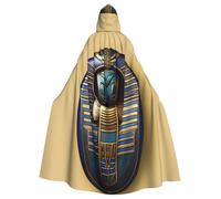 axzttupy Egyptian Scarabs Print Unisex Halloween Hooded Cloak Full Length For Medieval Renaissance Cosplay Costumes