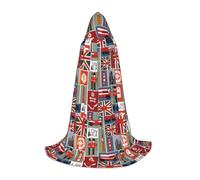 axzttupy England Symbols Print Hooded Cloak Cape For Carnival Halloween And Themed Parties Comfortable Cloak
