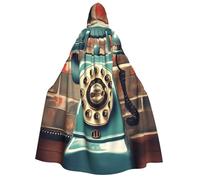 axzttupy England Uk Retro London Telephones Print Adult Hooded Cloak Halloween Christmas Carnival Parties Medieval Theme Costume