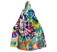 axzttupy Exotic Tribe Tie Dye Style Print Unisex Halloween Hooded Cloak Full Length For Medieval Renaissance Cosplay Costumes