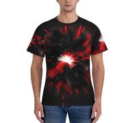 axzttupy Explosion Burst Red Black Print Men Short Sleeve T-Shirts Workout Casual Outings Comfortable Everyday Wear Sports