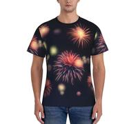 axzttupy Explosion Firework 3D Print Men Short Sleeve T-Shirts Workout Casual Outings Comfortable Everyday Wear Sports Black