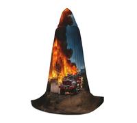 axzttupy Firefighter Fireman Flame 1 Print Hooded Cloak Cape For Carnival Halloween And Themed Parties Comfortable Cloak