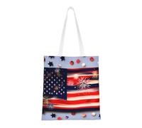 axzttupy Firework American Flag 4th Of Julys Print Comfort Bag Shopping Bags Versatile Travel Work Gym Beach Eco-Friendly Foldable