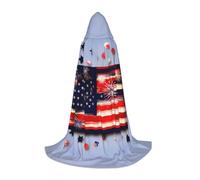 axzttupy Firework American Flag 4th Of Julys Print Hooded Cloak Cape For Carnival Halloween And Themed Parties Comfortable Cloak