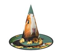axzttupy Flower Guinea Pig Print Halloween Witch Hat Unisex Carnival Costume Accessory Parties Cosplay And Festive