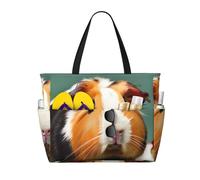 axzttupy flower guinea pig Print Large Capacity Beach Travel Bag Lightweight Tote Vacation Picnic Outdoor Activities
