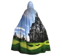 axzttupy Golf Course And Tree Print Unisex Halloween Hooded Cloak Full Length For Medieval Renaissance Cosplay Costumes