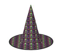 axzttupy Green Alien 2 Print Halloween Witch Hat Unisex Carnival Costume Accessory Parties Cosplay And Festive