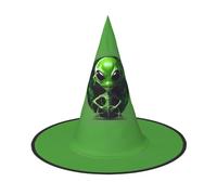 axzttupy Green Alien Print Halloween Witch Hat Unisex Carnival Costume Accessory Parties Cosplay And Festive