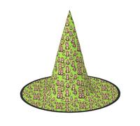 axzttupy Green Clever Monkey Print Halloween Witch Hat Unisex Carnival Costume Accessory Parties Cosplay And Festive