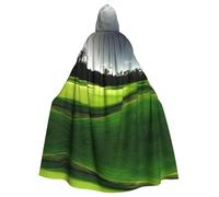axzttupy Green Golf Course Print Unisex Halloween Hooded Cloak Full Length For Medieval Renaissance Cosplay Costumes