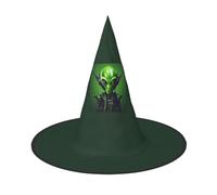 axzttupy Green Long Ear Alien Print Halloween Witch Hat Unisex Carnival Costume Accessory Parties Cosplay And Festive
