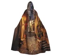 axzttupy Italian Old Street 1 Print Unisex Halloween Hooded Cloak Full Length For Medieval Renaissance Cosplay Costumes