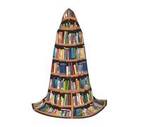 axzttupy Library Bookshelf Print Hooded Cloak Cape For Carnival Halloween And Themed Parties Comfortable Cloak