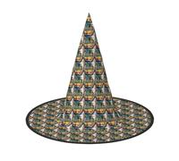 axzttupy Lisbon Tram Print Halloween Witch Hat Unisex Carnival Costume Accessory Parties Cosplay And Festive