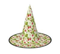 axzttupy Lovely Strawberry Print Halloween Witch Hat Unisex Carnival Costume Accessory Parties Cosplay And Festive