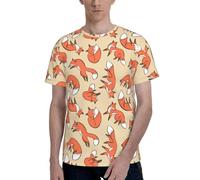 axzttupy Many Foxes Print Men Short Sleeve T-Shirt Stylish Crew Neck Office Athletic Occasion Everyday Wear Black