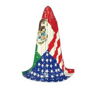 axzttupy Mexican American Flag Print Hooded Cloak Cape For Carnival Halloween And Themed Parties Comfortable Cloak