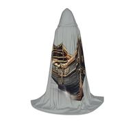 axzttupy Old Viking Boats Print Hooded Cloak Cape For Carnival Halloween And Themed Parties Comfortable Cloak