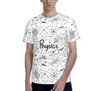 axzttupy Physics Print Print Men Short Sleeve T-Shirt Stylish Crew Neck Office Athletic Occasion Everyday Wear Black