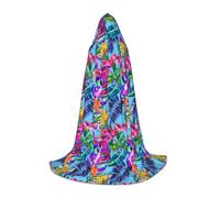 axzttupy Pink Flower Tropical Plant Print Hooded Cloak Cape For Carnival Halloween And Themed Parties Comfortable Cloak