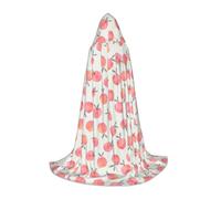 axzttupy Pink Peach Pattern Print Hooded Cloak Cape For Carnival Halloween And Themed Parties Comfortable Cloak