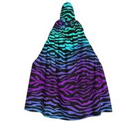 axzttupy Purple Blue Green Camouflage Zebra Stripes Print Adult Hooded Cloak Halloween Christmas Carnival Parties Medieval Theme Costume