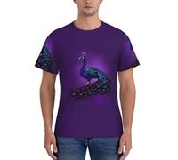 axzttupy Purple Peacock Pattern Print Men Short Sleeve T-Shirts Workout Casual Outings Comfortable Everyday Wear Sports