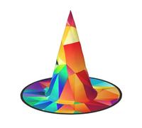 axzttupy Rainbow Geometric Print Halloween Witch Hat Unisex Carnival Costume Accessory Parties Cosplay And Festive