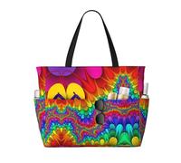 axzttupy Rainbow Tie Dye-Red Print Large Capacity Beach Travel Bag Lightweight Tote Vacation Picnic Outdoor Activities