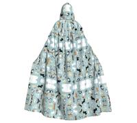 axzttupy Raining Cats & Dogs Print Unisex Halloween Hooded Cloak Full Length For Medieval Renaissance Cosplay Costumes