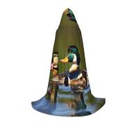 axzttupy Two Mallard Ducks Print Hooded Cloak Cape For Carnival Halloween And Themed Parties Comfortable Cloak