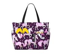 axzttupy Unicorns Pink Print Large Capacity Beach Travel Bag Lightweight Tote Vacation Picnic Outdoor Activities