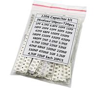 AXZWCEIGZ Power Switch Button 36Values 1pF-10uF Electronic Capacitor Set 1206 SMD Ceramic Capacitors Assortment kit 22PF 47PF 22NF 100NF 2.2UF 4.7UF 0603 0805(0603 36Value 720PCS)