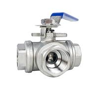AXZWCEIGZ Valve L Type Male Thread Three 3 Way Ball DN15 Stainless Steel 304 Handle Valves Port 1/2