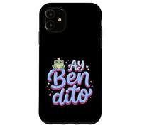 Ay Bendito Sad Coqui Frog in Crown Kawaii Spanish Phrase Case for iPhone 11